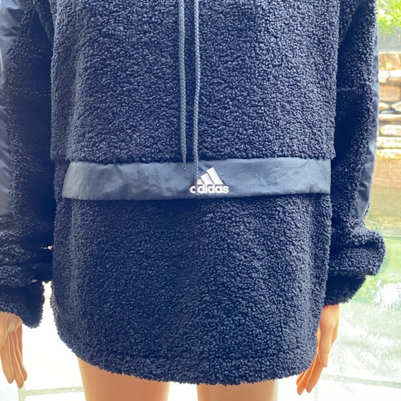 adidas High-Neck Sherpa Sweatshirt  Black XL - Picture 5 of 11